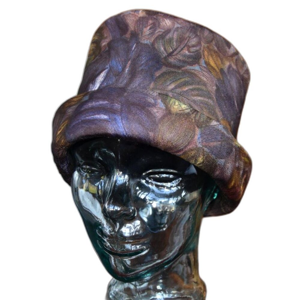 Vintage 1960s Union Made Floral Cloche Hat Sculpted Brim Womens S 20.75